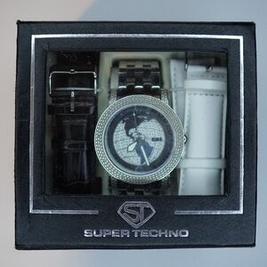 CA LINKS Super Techno Men’s Quartz Watch – World Map Dial